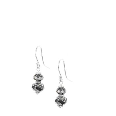 Silver earrings with black diamond crystals