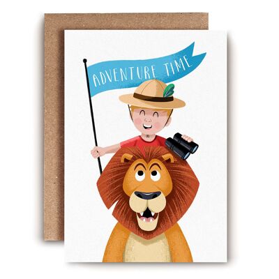 Boy & Lion Children's Card