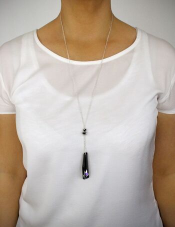 Long collier en argent avec cristaux Black Diamond 1