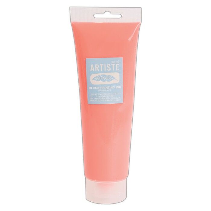 Artiste Water-Soluble Block Printing Ink, Fluorescent Pink 300ml, for Block Printing, Lino Printing, Linoleum, Screen Printing, for Artists Kit, Printmaking Art Paint Ink Supplies, Water-Based