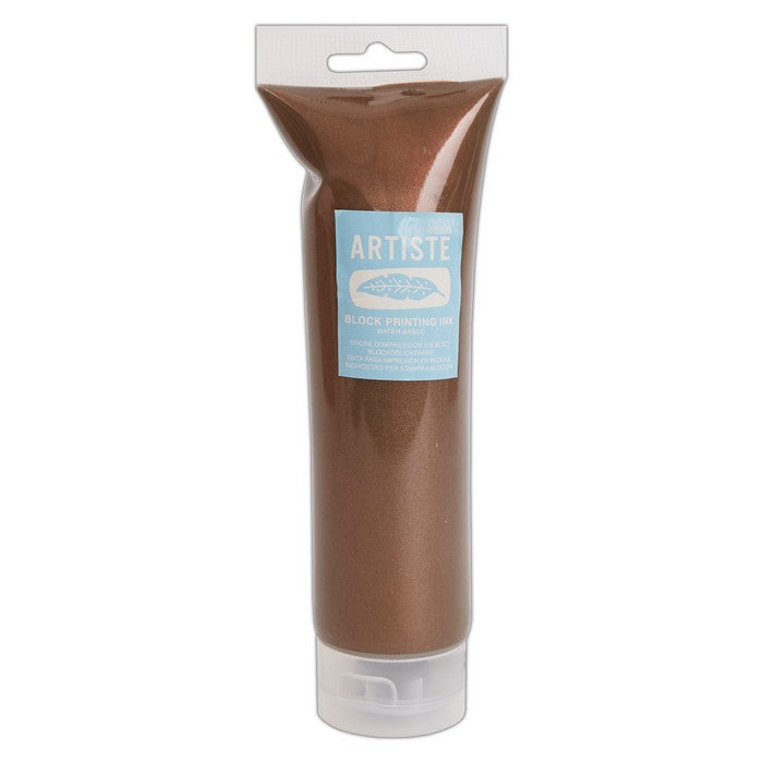 Artiste Water-Soluble Block Printing Ink, Metallic Bronze 300ml, for Block Printing, Lino Printing, Linoleum, Screen Printing, for Artists Kit, Printmaking Art Paint Ink Supplies, Water-Based