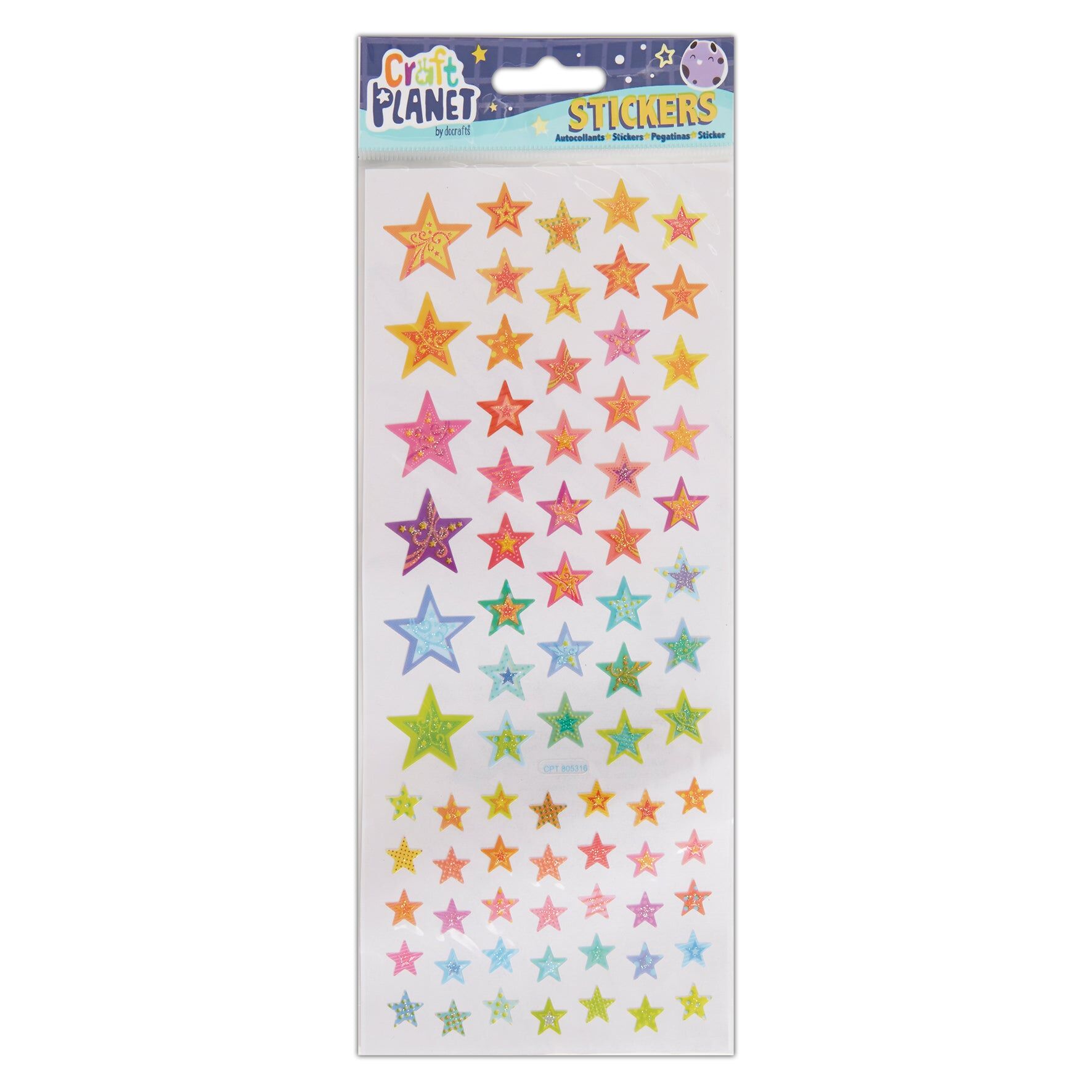 Craft Planet Fun Coloured Stickers, Stars, For Young Crafters, Posters, Gifts, Card Making, Scrapbooking, Party Bag Fillers, Sticker Book, Reward Chart, Well Done Stickers, Animal Craft Supplies