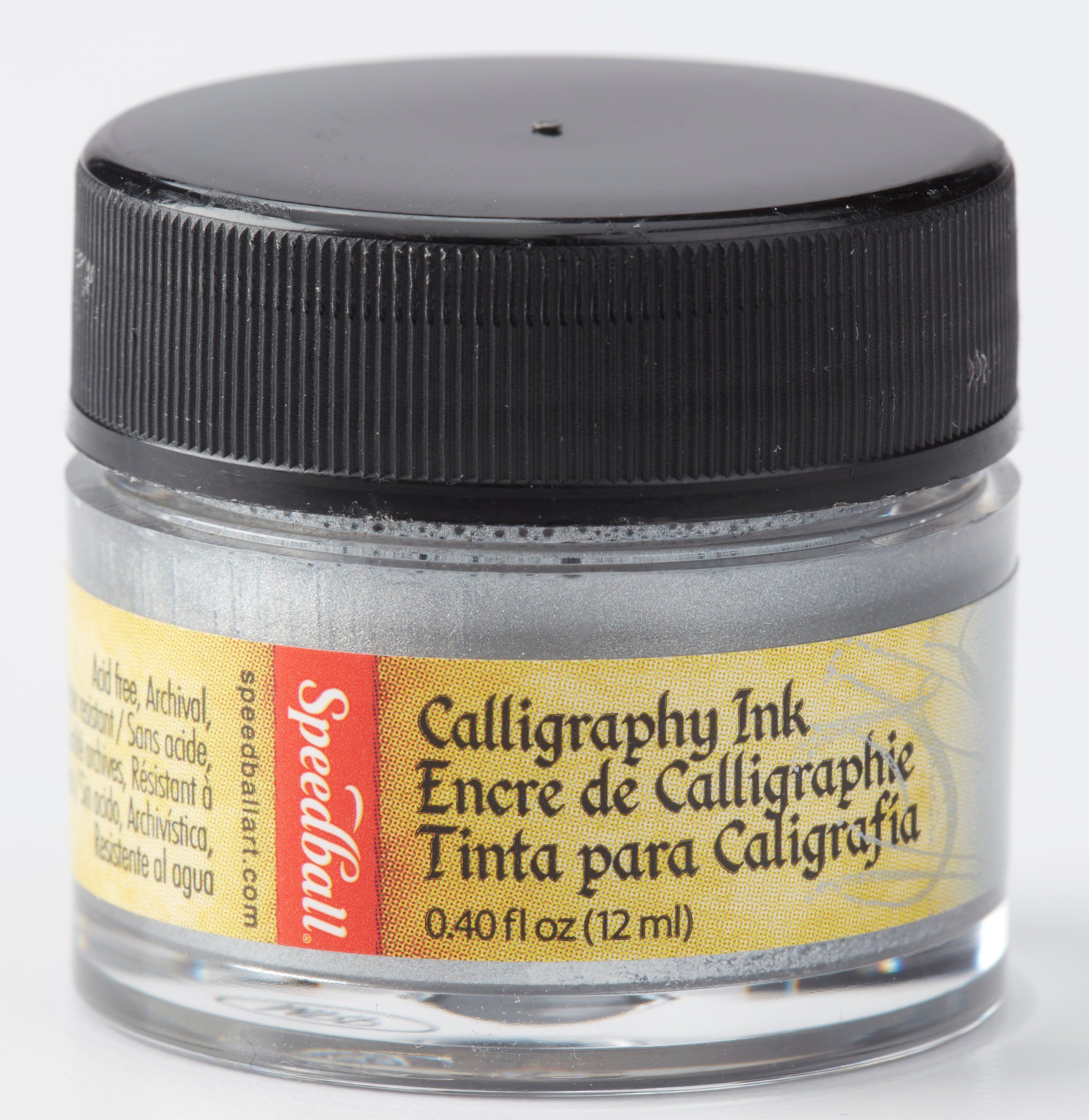 Speedball 12 ml (0.5oz) Pigmented Acrylic Ink Silver, For Calligraphy, Creative Lettering, Art, Journaling Pen Supplies, Calligraphy Dip Ink Pen, Supplies For Art And Craft Kit