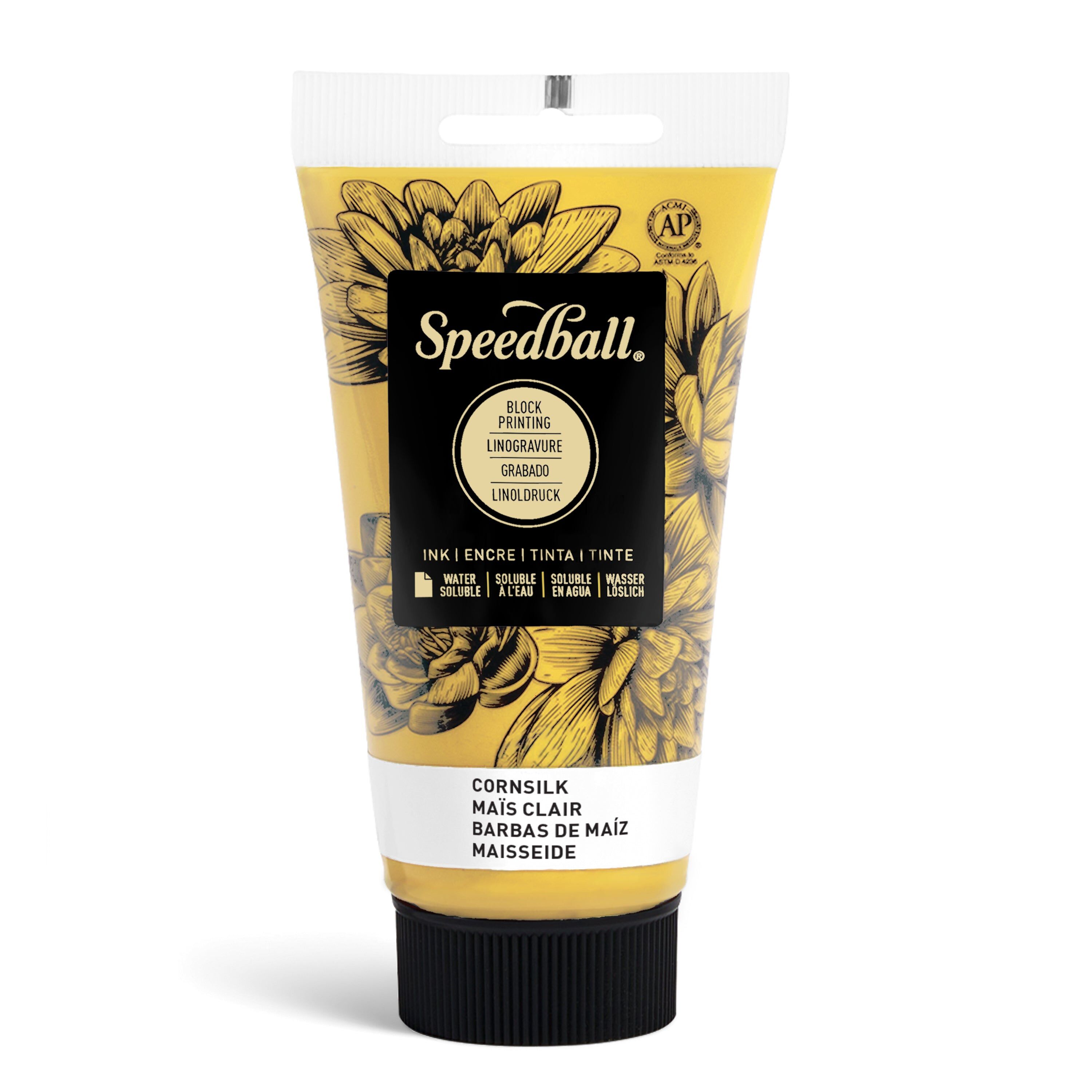 Speedball 2.5 oz Water-Soluble Block Ink Cornsilk, Block Printing, Lino Printing, Screen Printing, For Artists Kit, Print Making Tools, Art Kit Supplies, Bold Colour Print Ink