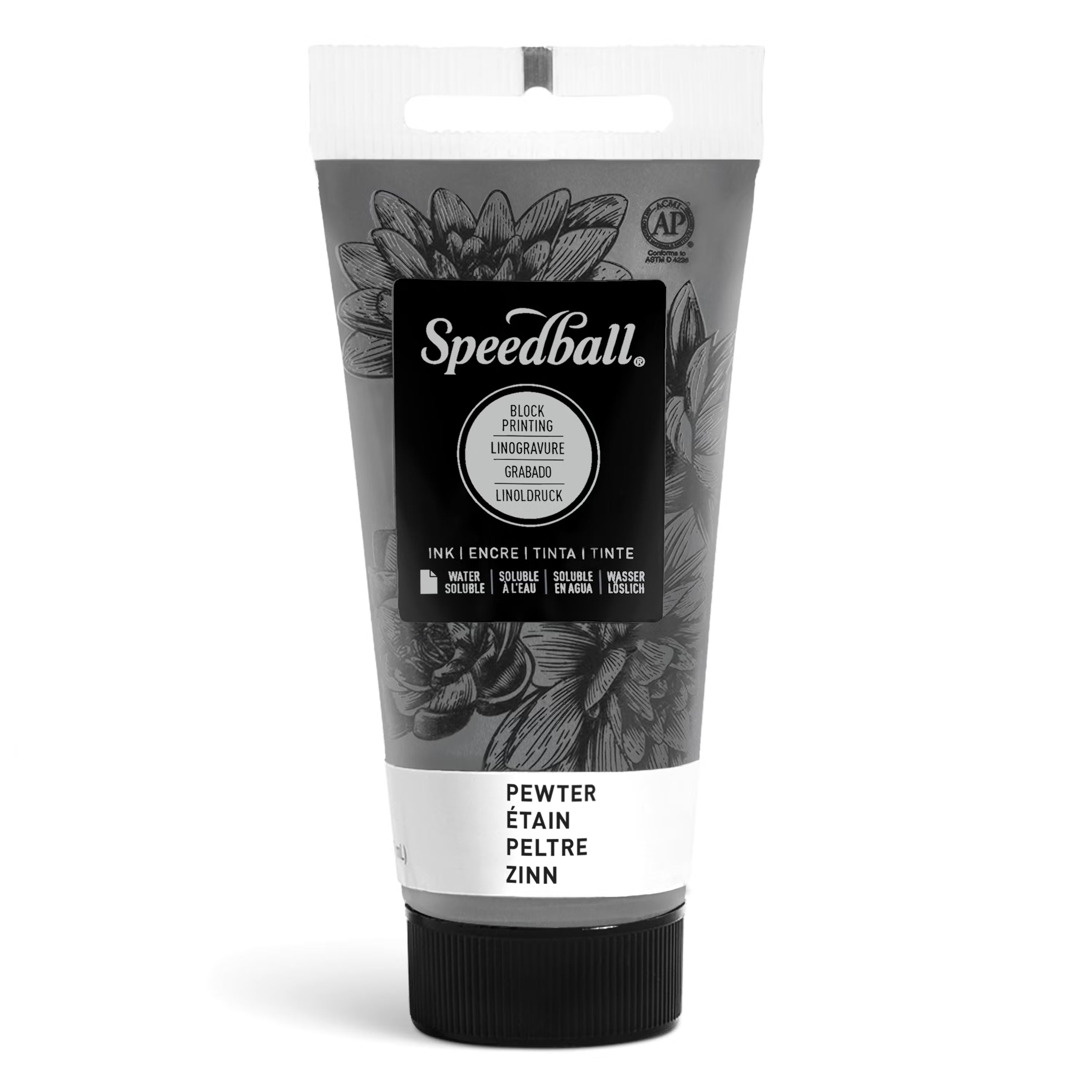 Speedball 1.25 oz Water-Soluble Block Ink Pewter, Block Printing, Lino Printing, Screen Printing, For Artists Kit, Print Making Tools, Art Kit Supplies, Bold Colour Print Ink
