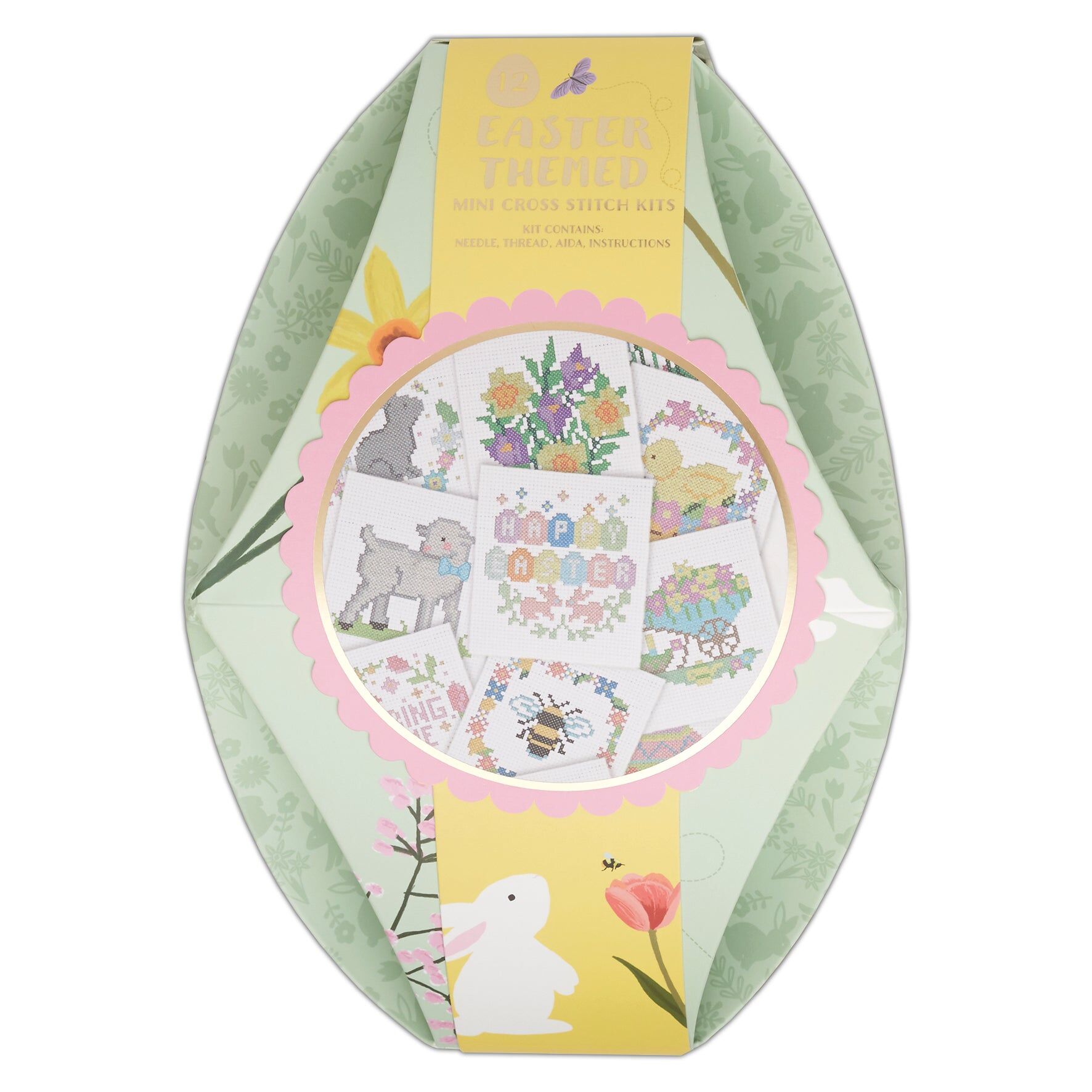 Sew and So On Mini Cross Stitch Kits, 12 Mini Easter Designs of Cross Stitch, Easter Crafts, Embroidery and Cross Stitch Kits for Adults, Beginners, Gift Idea, with Embroidery Patterns, Embroidery Set