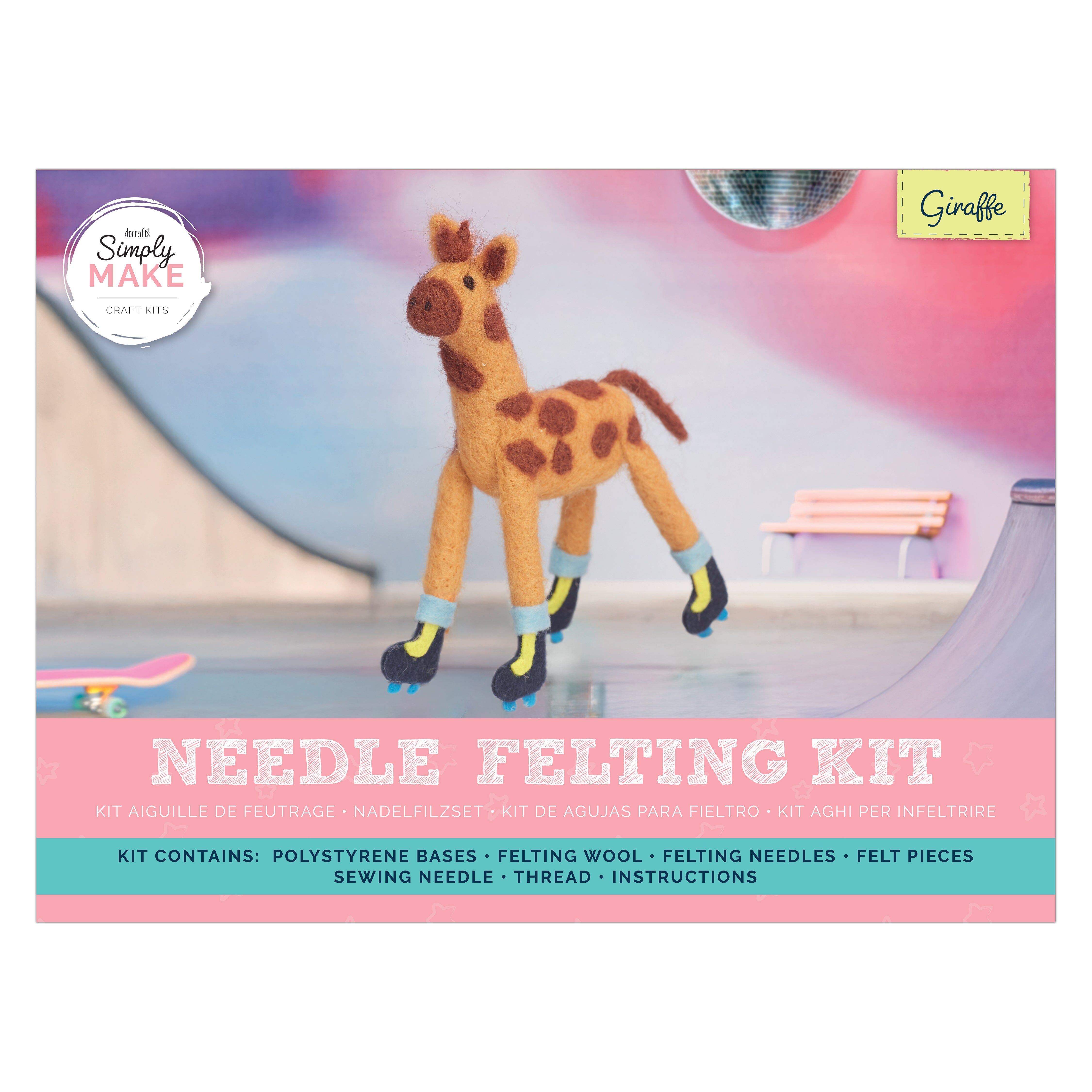 Simply Make Needle Felting Kit, Giraffe, Needle Felting Kit With Felting Needles and Felting Wool, Ideal Needle Felting Kits for Beginners, Fun DIY Craft Kit
