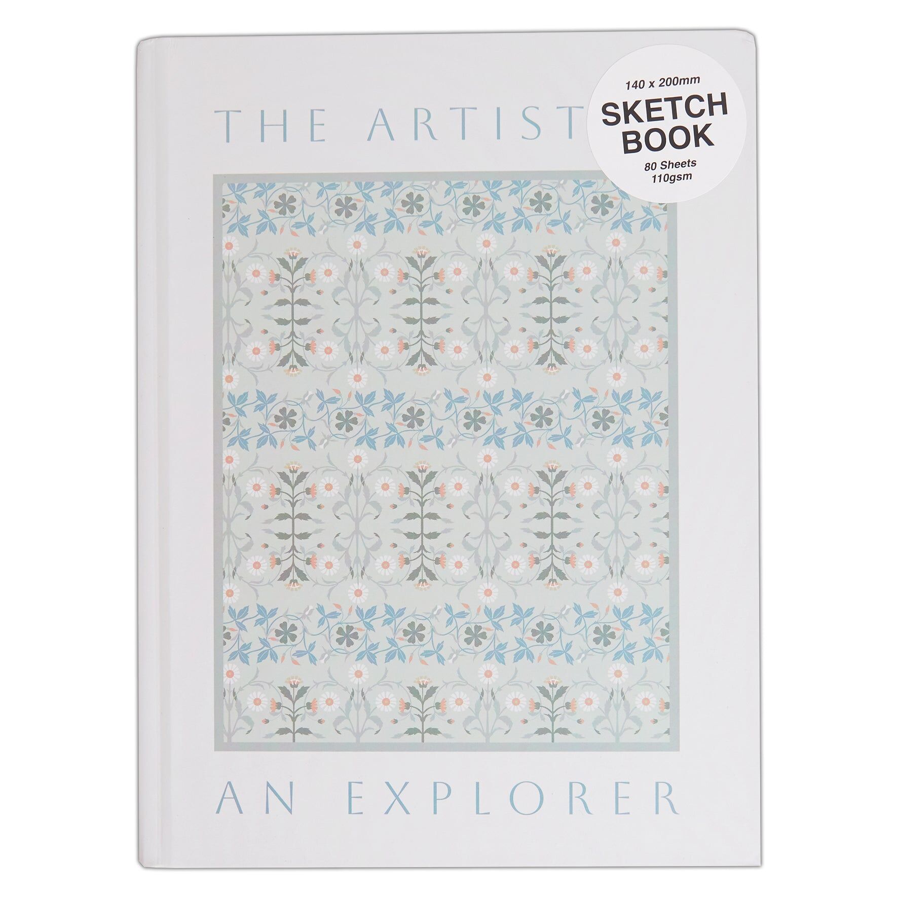 Docrafts Artiste Hardback Sketchbook 80 Sheets, Artist is an Explorer, 14.8 x 20cm, Drawing, Sketching, Doodling, Writing and Scrapbook Designs with Mixed Media, Pen, Ink, Painting and More