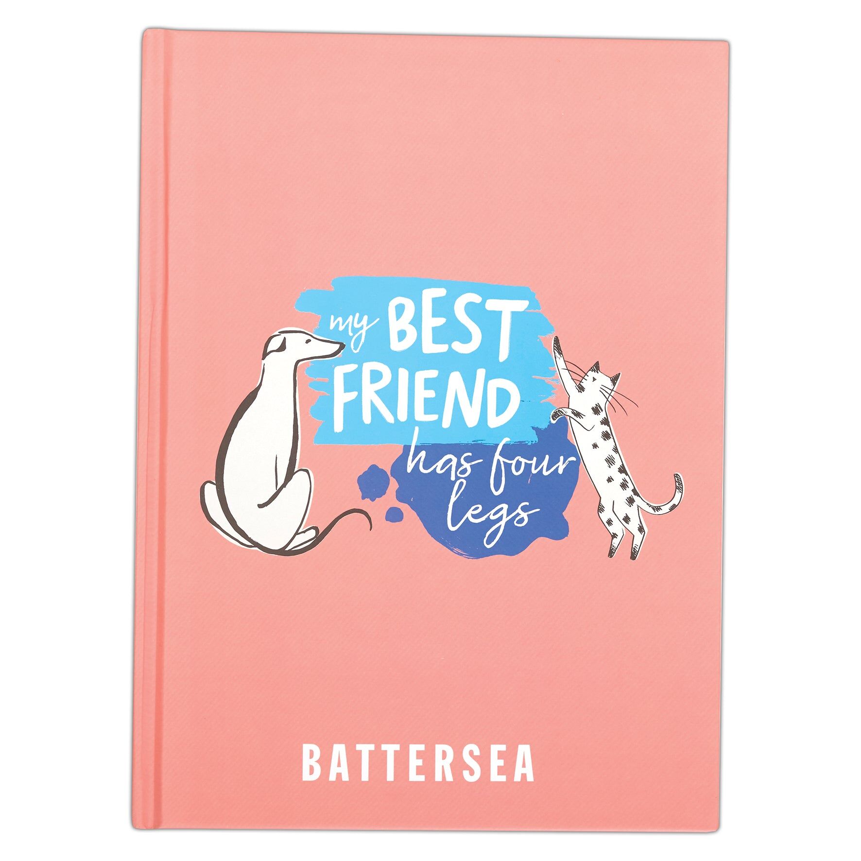 Battersea Hardback Casebound Sketchbook Lined 120 Sheets, Cat & Dog, 14.8 x 20cm, Drawing, Sketching, Doodling, Writing and Scrapbook Designs with Mixed Media, Pen, Ink, Painting and More