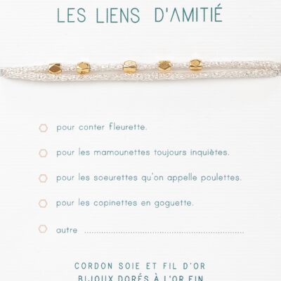 Lien d'amitié - Modèle Perles facettées - couleur Neige