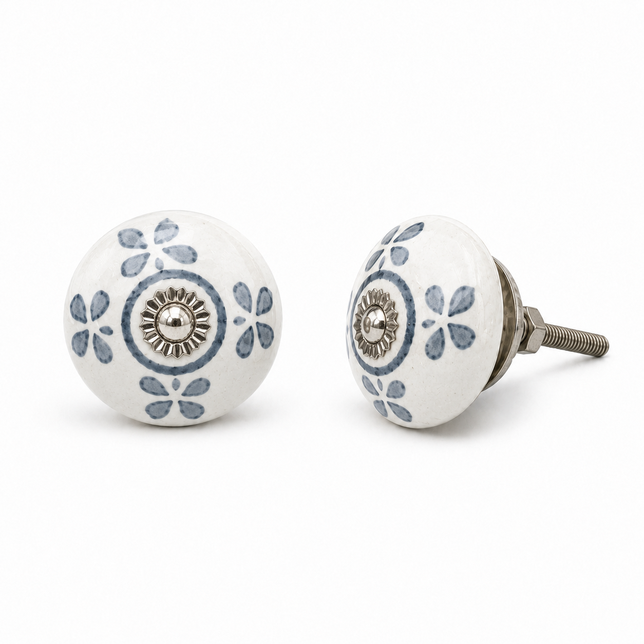Bouton de tiroir rond en céramique Misty Bloom