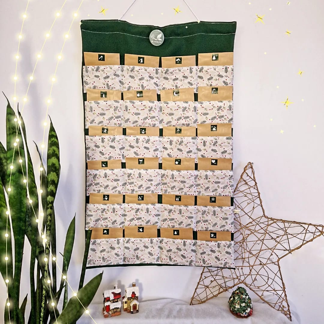 Calendrier de l'Avent perpétuel et réutilisable en tissu coton lavable