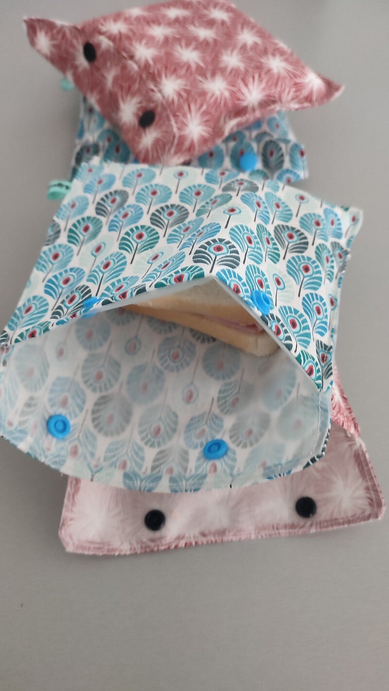 Pochette à goûter et sandwich lavable et réutilisable