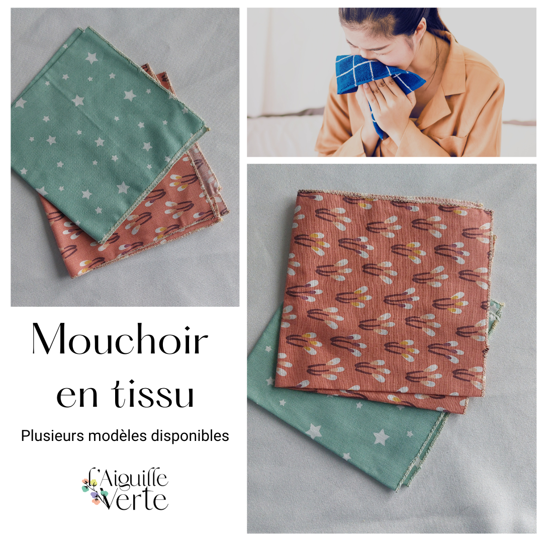 Mouchoir français en tissu, lavable et réutilisable
