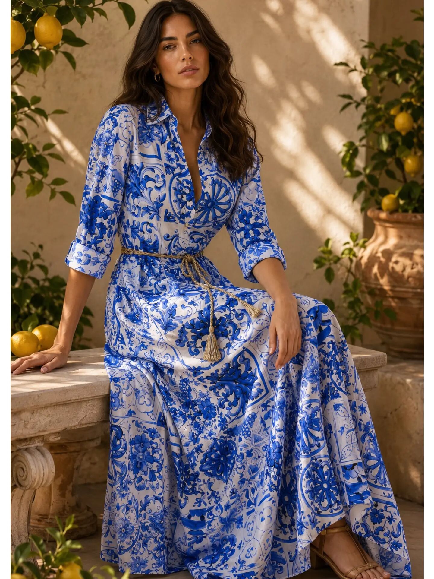 Robe longue Dolce Azzurro – 100% coton italien