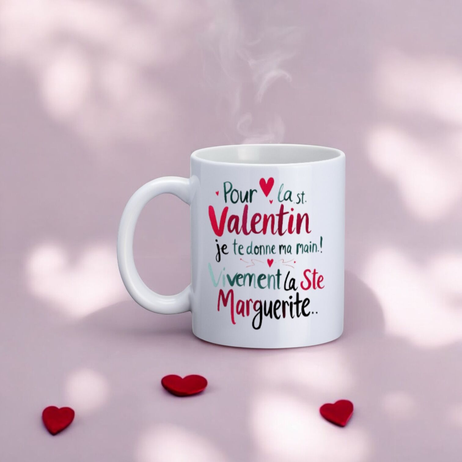 Mug, "Pour la St Valentin je te donne ma main...(rouge)"