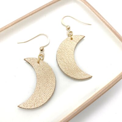 Boucle d'oreille lune en cuir