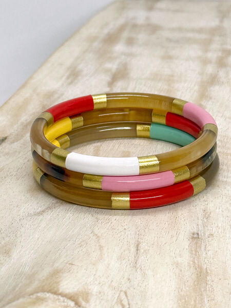CANDY 6mm Gold Multicolored Horn Bangle