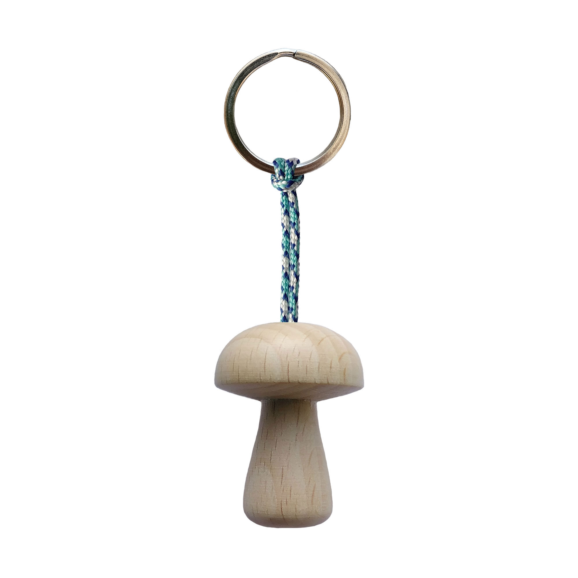 Appendino a forma di fungo in legno / Anello in acciaio inox - Blu ghiaccio