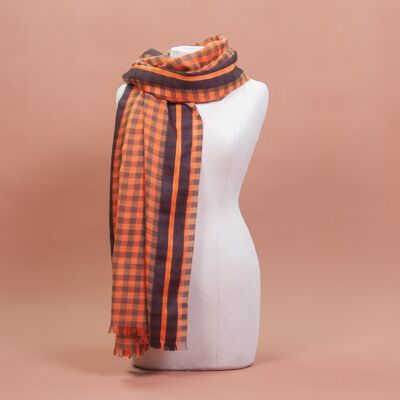 SCARF - SCARF - ÉCHARPE - BUFANDA -Wool scarf "check pattern rust"