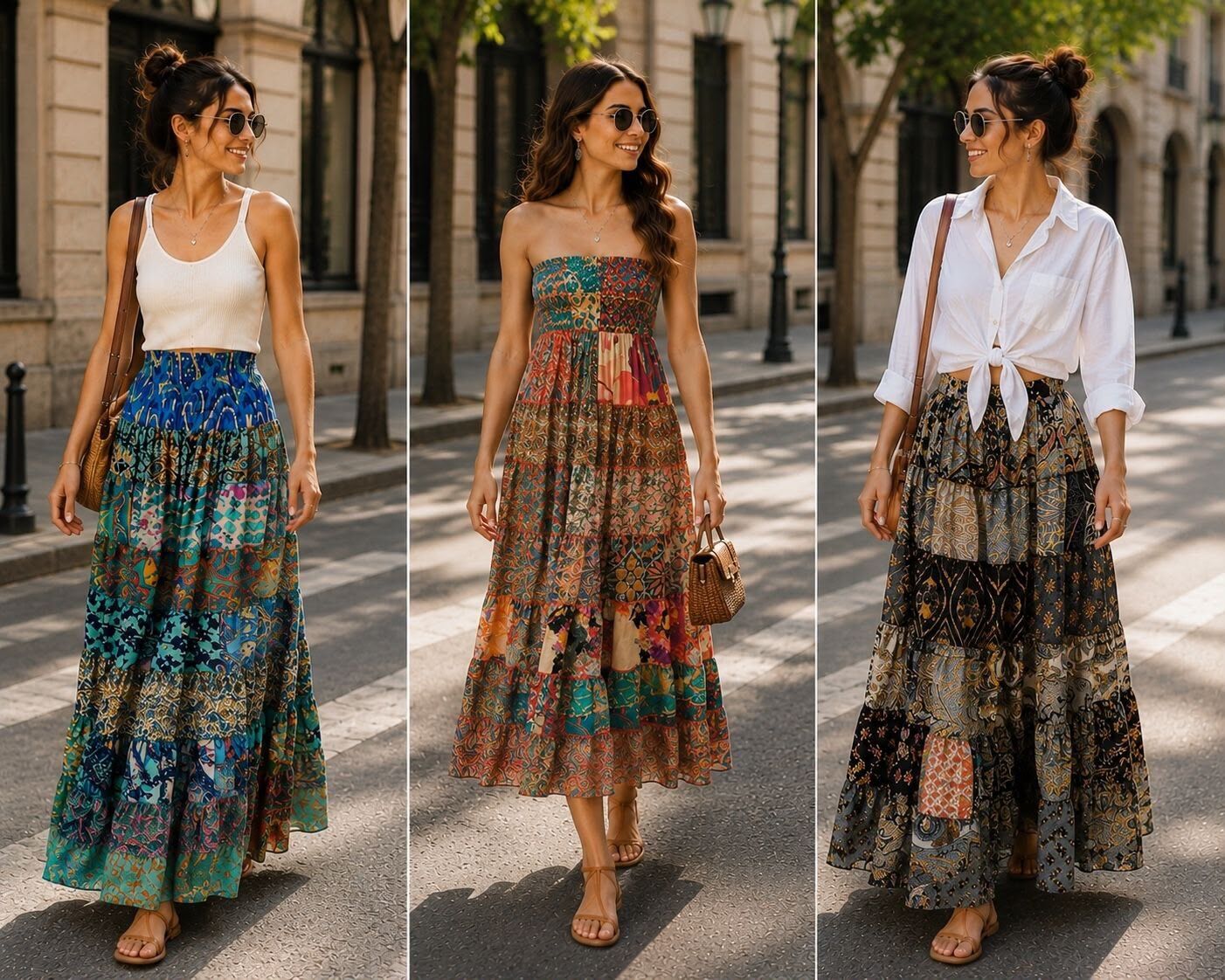 Patchwork strapless skirt/dress in a random color mix.