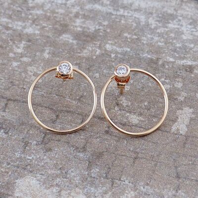 Boucles d'oreilles cercle strass zircon plaqué or