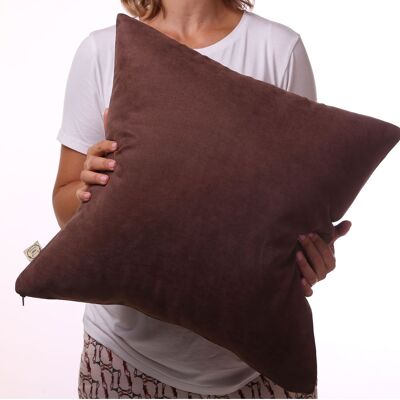 Brown plush throw cushion, 15”