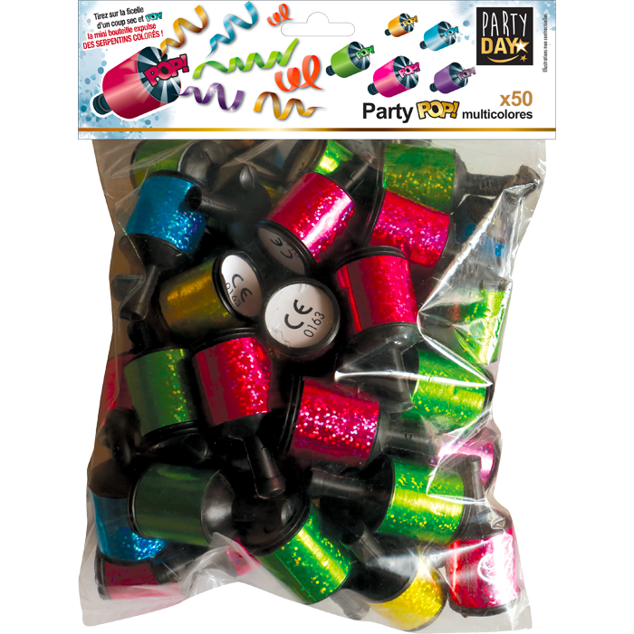 MULTICOLORED PARTY POPS - Bag of 50 pieces