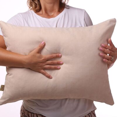 Beige plush throw cushion 18×24”