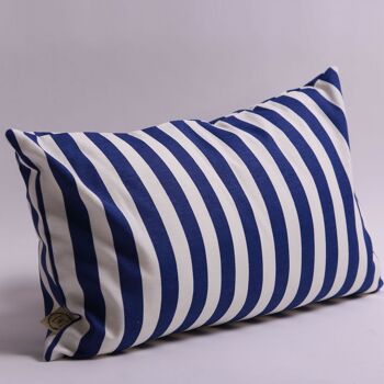 Coussin rectangulaire rayures verticales bleues et blanches 10