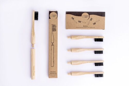 Happy Tabs One year Supply Bamboo Brush + 4 x Replaceable Brush heads