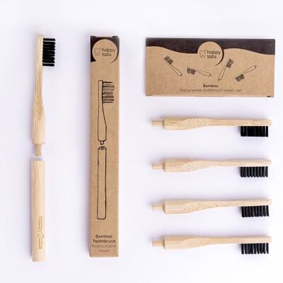 Happy Tabs One year Supply Bamboo Brush + 4 x Replaceable Brush heads