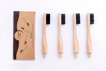 Happy Tabs Un an d'approvisionnement Brosse en bambou + 4 x têtes de brosse remplaçables 7