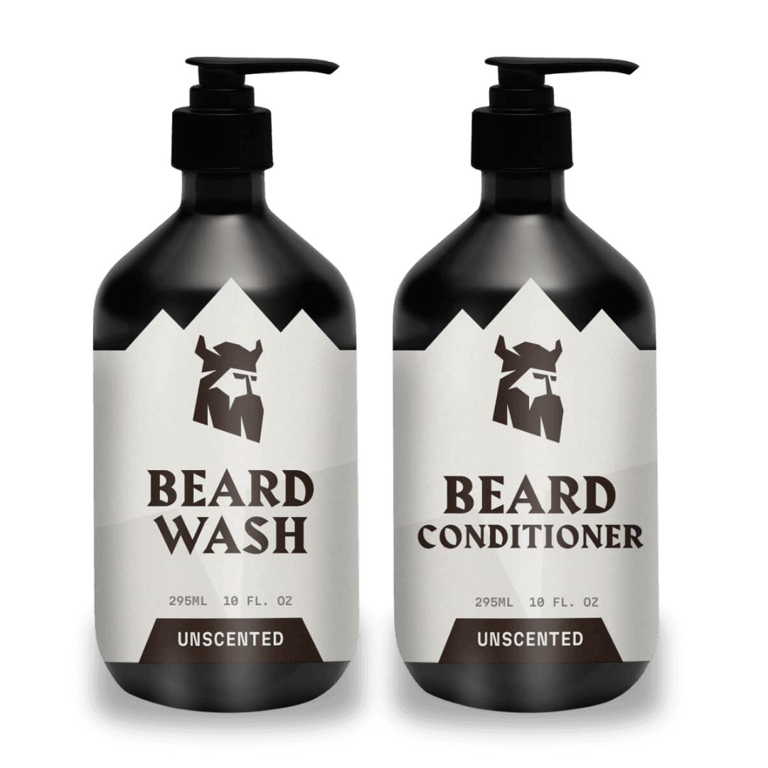 Striking Viking Beard Shampoo & Conditioner Set Unscented | Beard Wash Care Kit for Men