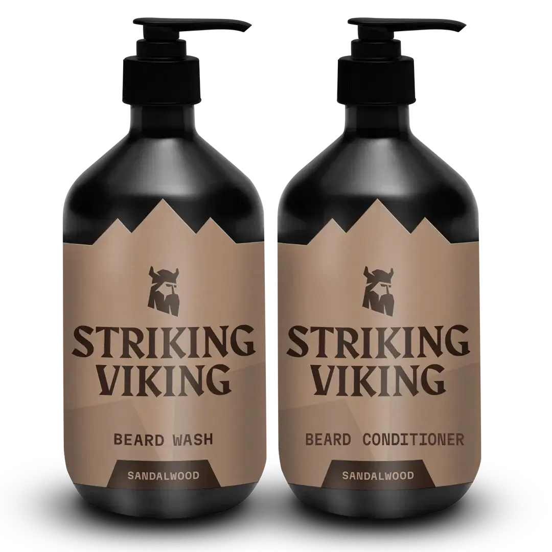 Striking Viking Beard Shampoo & Conditioner Set Sandalwood | Beard Wash Care Kit for Men