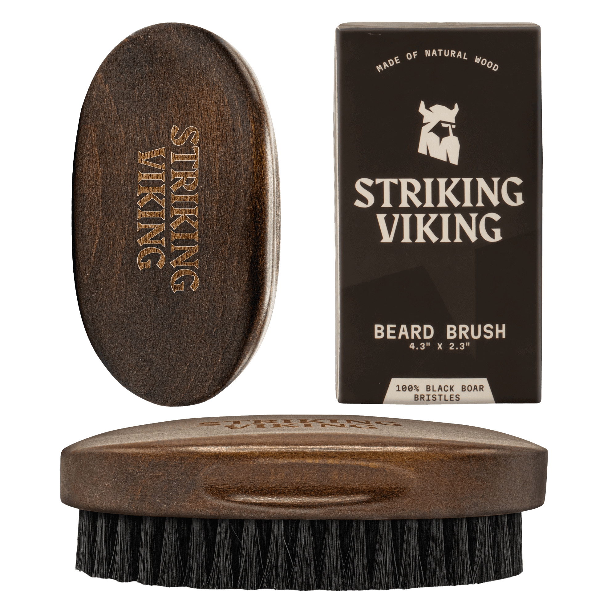 Striking Viking Boar Bristle Beard Brush | Natural Beech Wood Grooming Brush for Men Beard