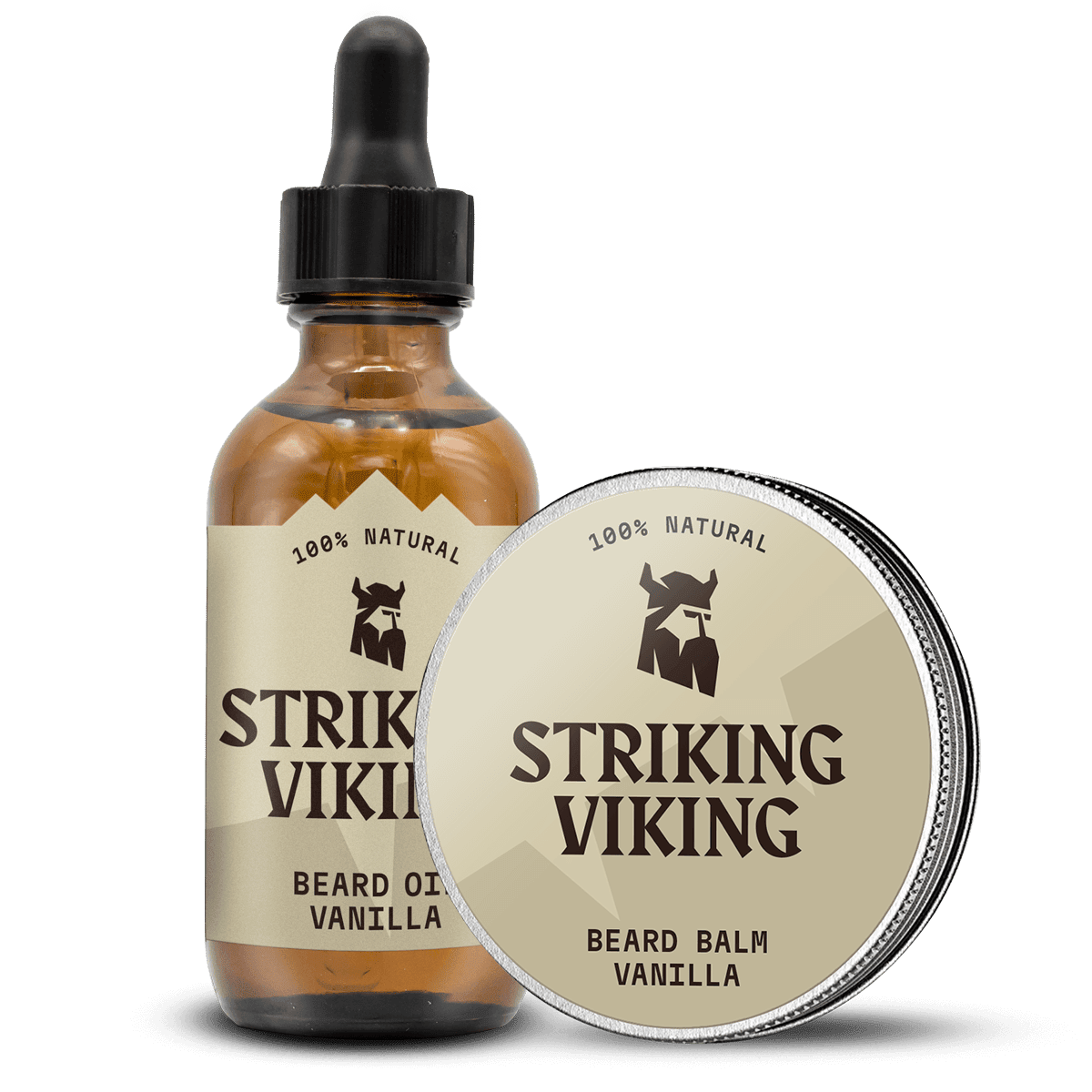 Striking Viking Vanilla Beard Oil & Balm Set 2x2oz | Hydrating Beard Care & Styling Kit Men