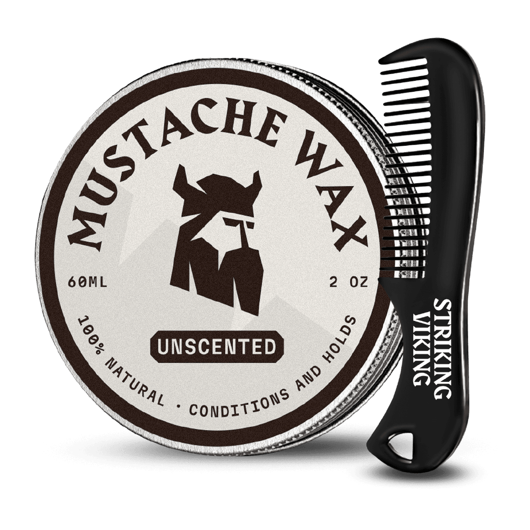 Striking Viking Vanilla Mustache Wax & Comb Set 2oz | Beard & Mustache Styling Kit for Men