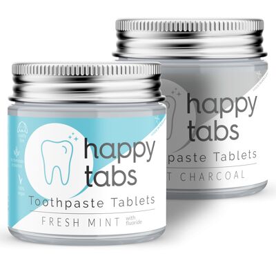 Toothpaste Tablets Jar - Duo Pack - Fresh Mint & Mint Charcoal