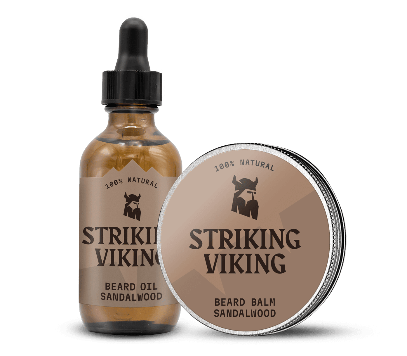 Striking Viking Beard Oil & Balm Set Sandalwood 2pcs | Beard Care & Styling Kit
