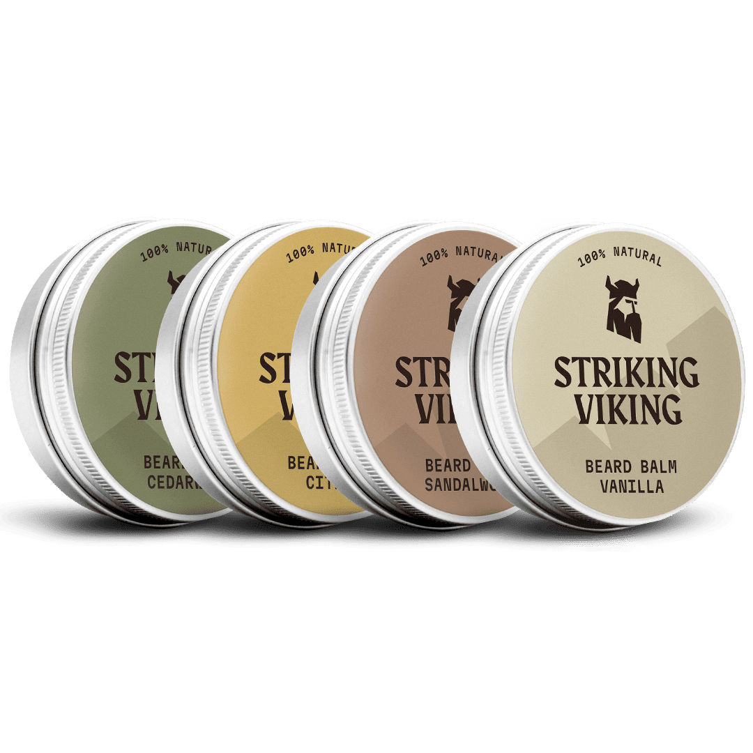 Striking Viking Beard Balm Set 4pcs | Vanilla, Sandalwood, Citrus & Cedarwood Balms