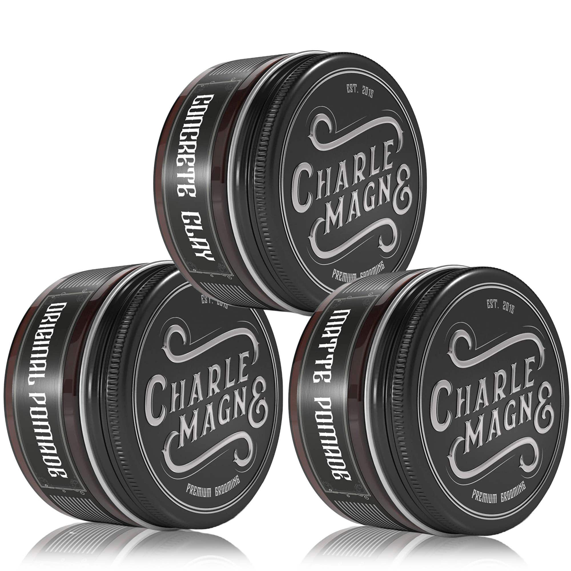 Charlemagne Hair Styling Kit 3 Pack | Matte, Original Pomade & Clay Set for Men