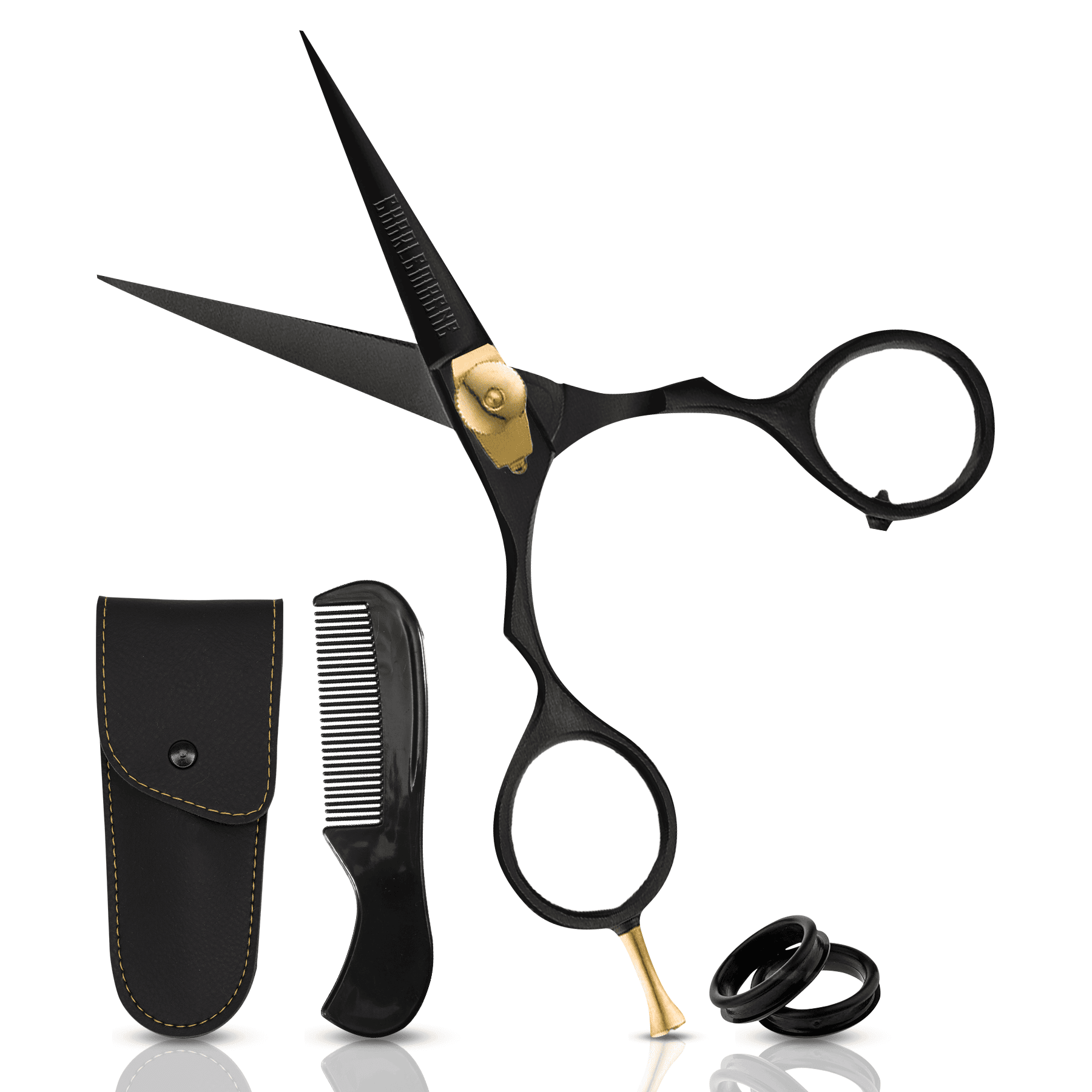 Japanese Steel Beard & Mustache Scissors with Finger Rest (5")