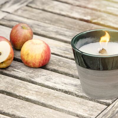 Luce fondente antracite/verde muschio - candela riutilizzabile per esterni