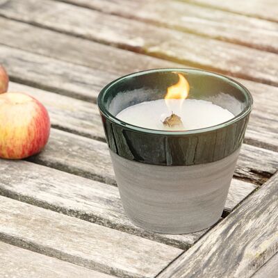 Melting light anthracite/moss green - reusable outdoor candle