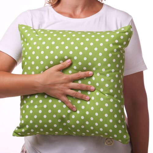 Grass green polka dots throw cushion