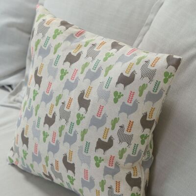 Llama pattern throw cushion, 17”