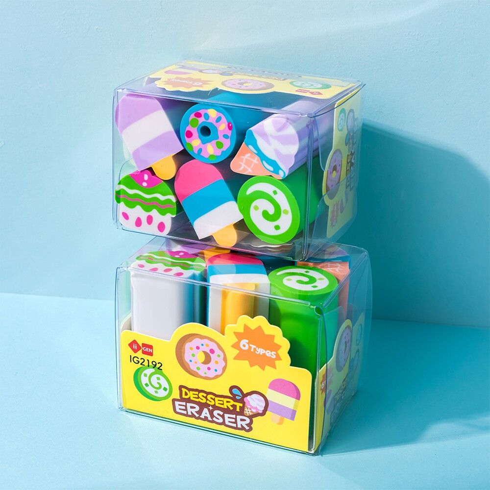 Set mit 6 Kawaii-Radiergummis in verschiedenen Farben – Dessertmotive