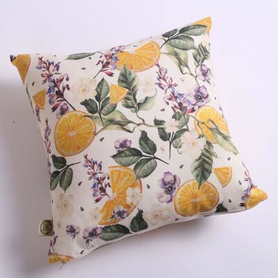 Oranges and Flowers throw cushion 15”