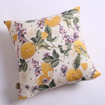 Coussin oranges et fleurs 17" 2